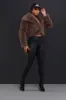 Snow Day Cropped Faux Fur Jacket - Brown sold by Swankaposh