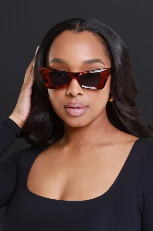 Right Direction Triangular Sunglasses - Brown/Black Print sold by Swankaposh