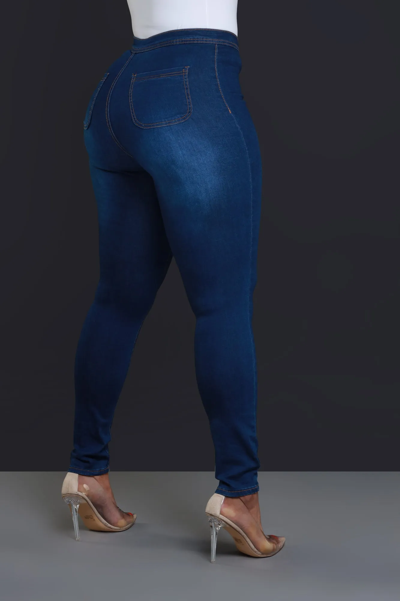 Super Swank High Waist Stretchy Jeans - Medium Wash Denim sold by Swankaposh product image thumbnail 3