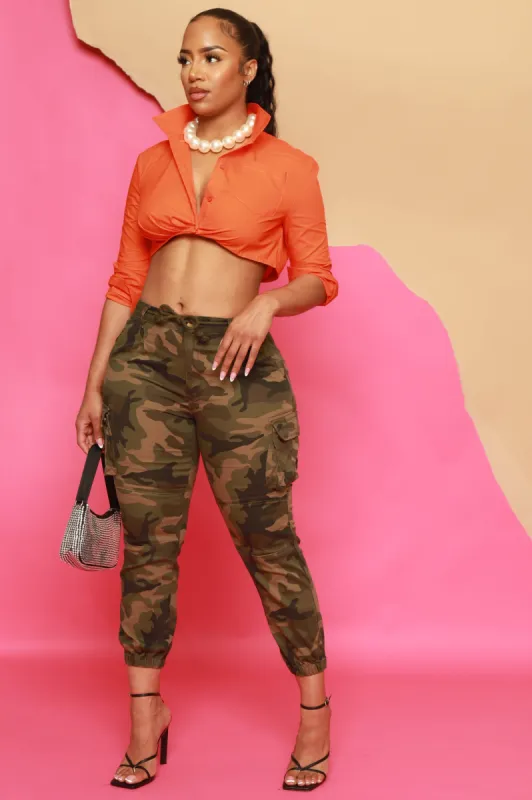 Unstoppable High Rise Cargo Joggers - Camouflage sold by Swankaposh