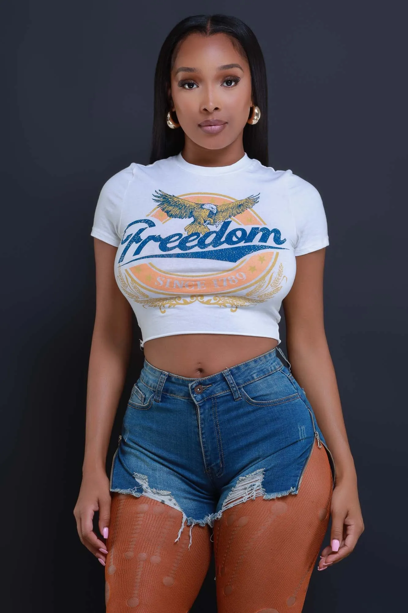 Feeling Free Graphic Cropped T-Shirt - White sold by Swankaposh product image thumbnail 4