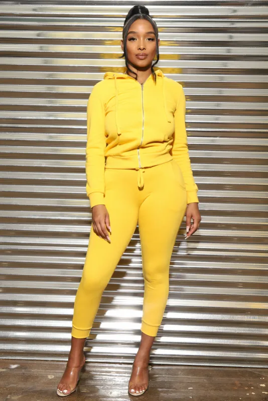 Mena Zippered Jogger Set - Yellow sold by Swankaposh