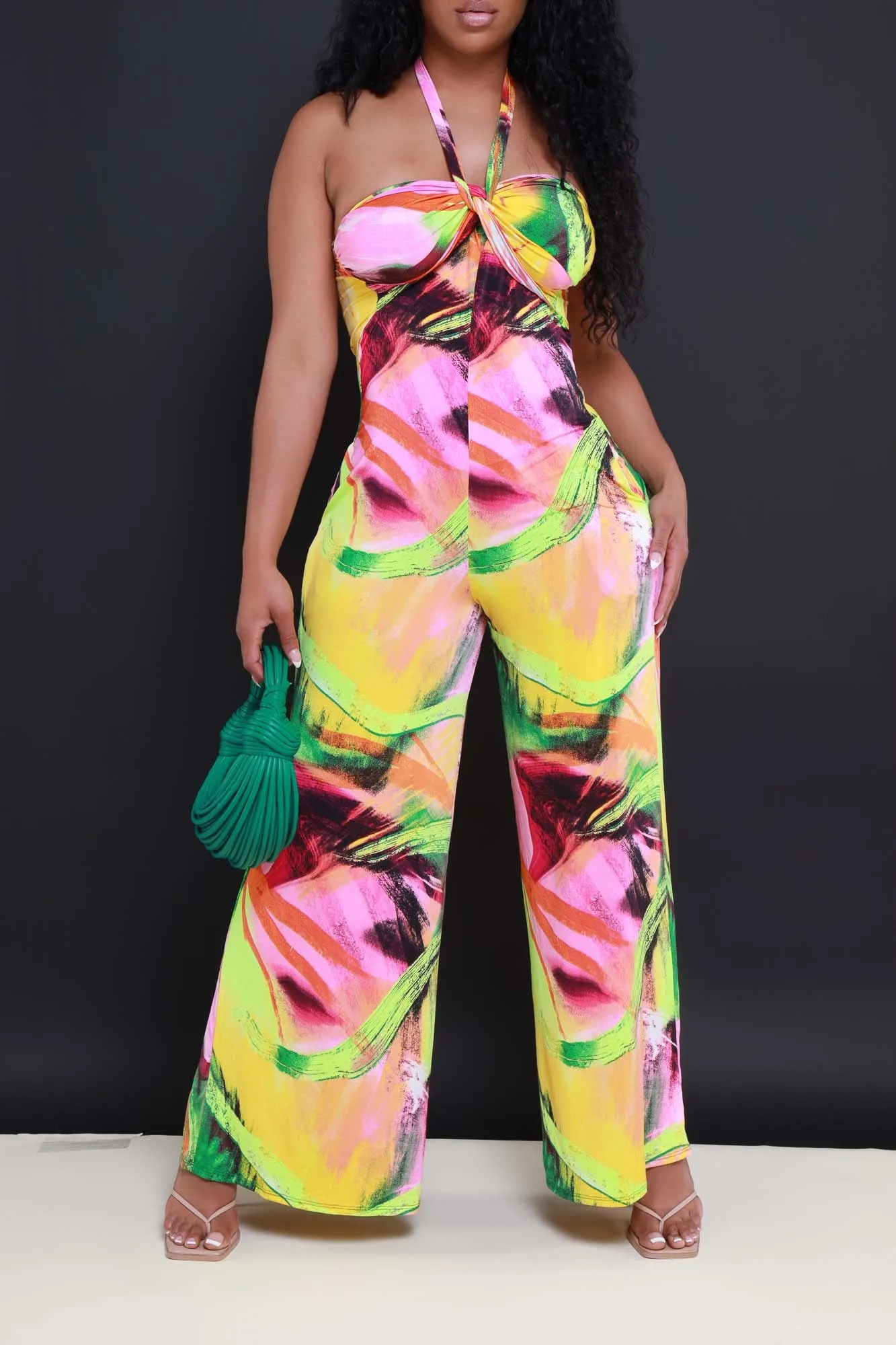 By The Coast Printed Jumpsuit - Fuchsia Multicolor sold by Swankaposh