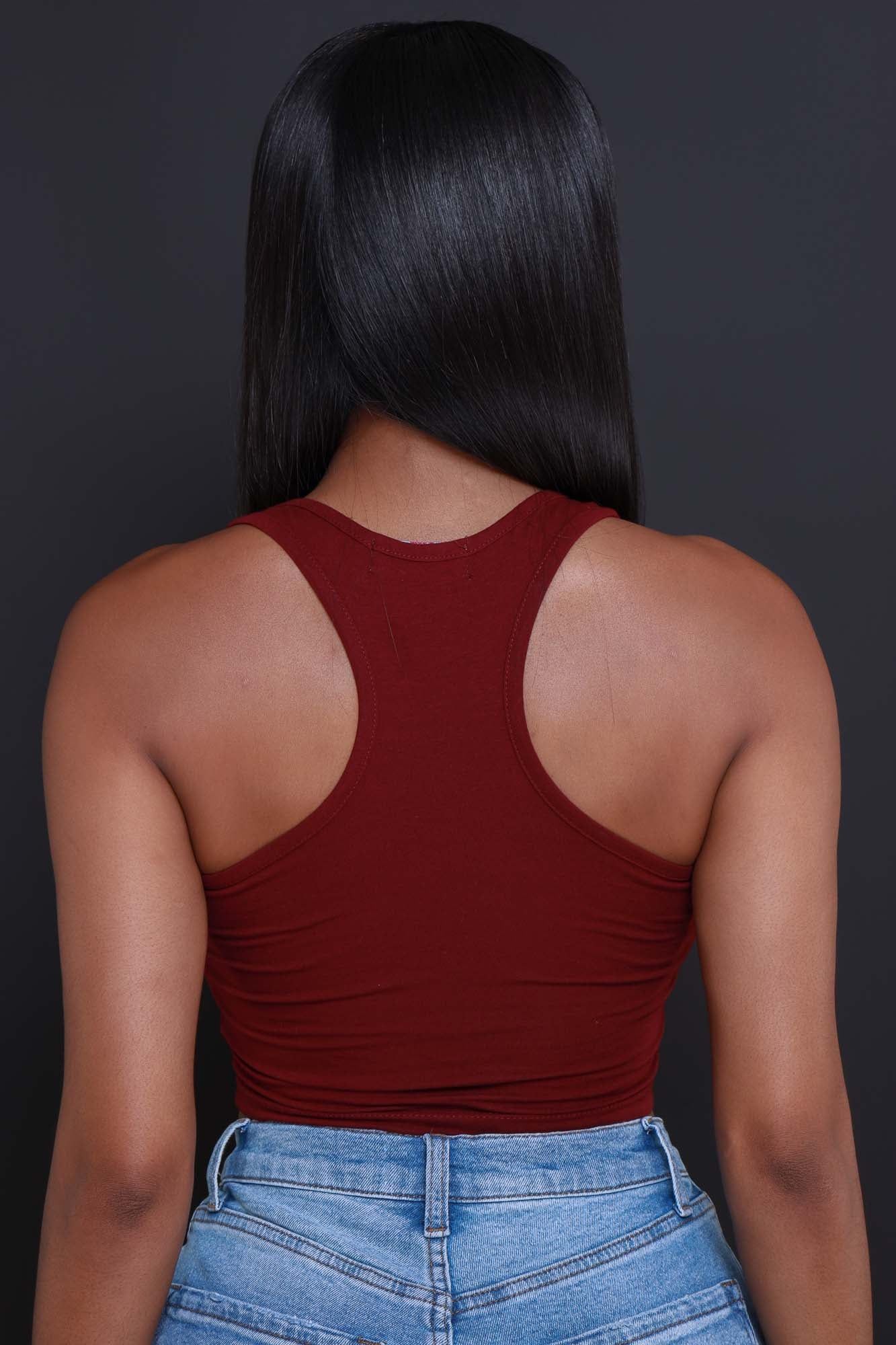 Thuggin Baby Graphic Print Crop Top - Burgundy/Pink sold by Swankaposh product image thumbnail 4