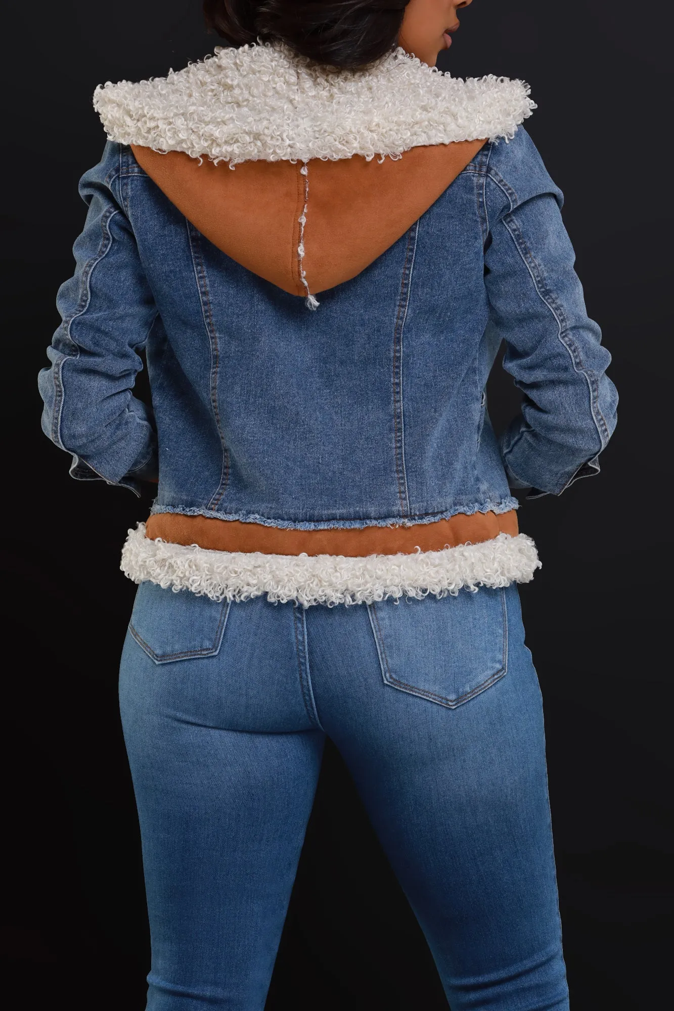 Can't Erase Denim Sherpa Hooded Jacket - Blue sold by Swankaposh product image thumbnail 3