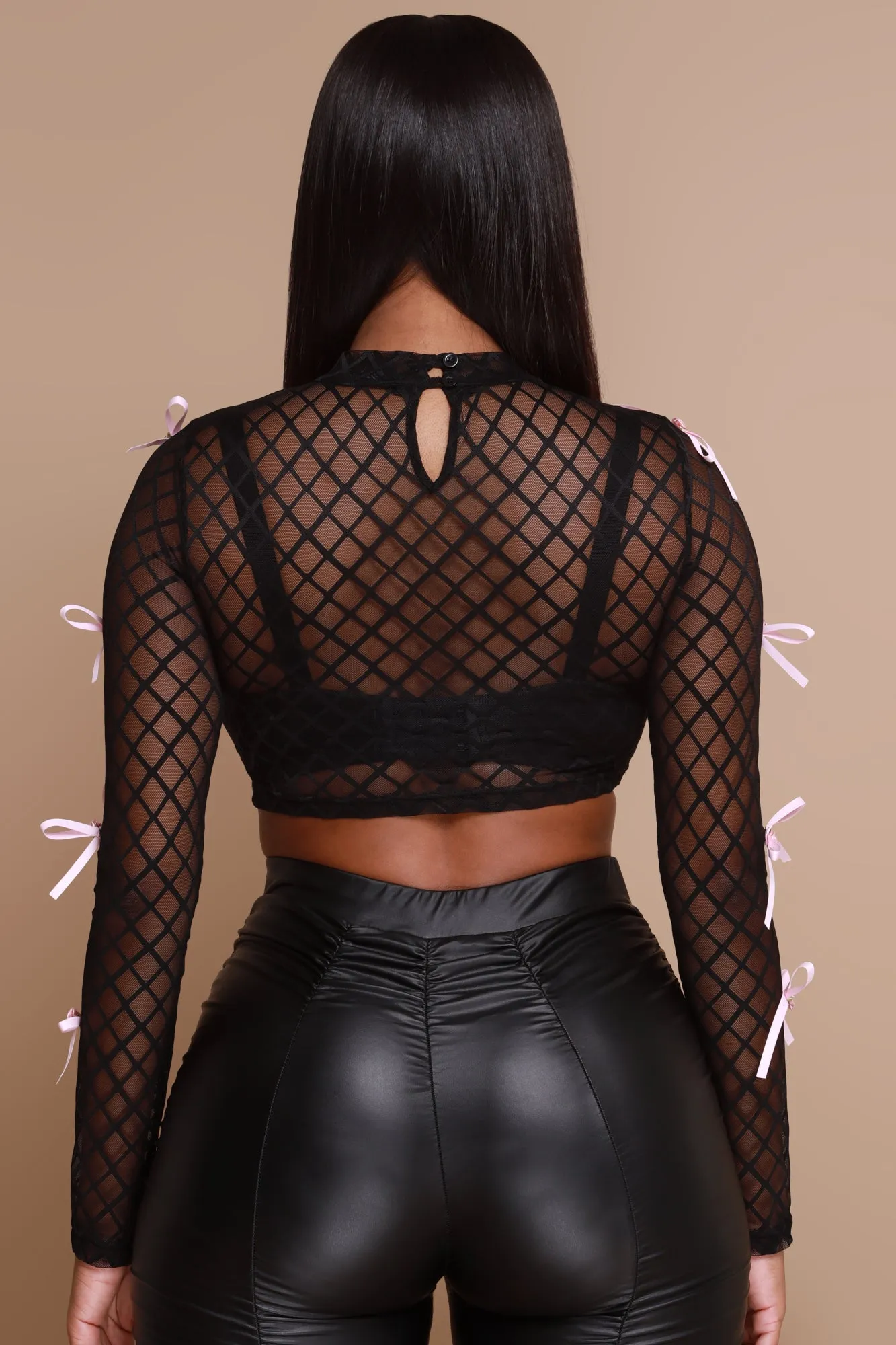 Reclaim Embellished Lace Crop Top - Black/Pink sold by Swankaposh product image thumbnail 2