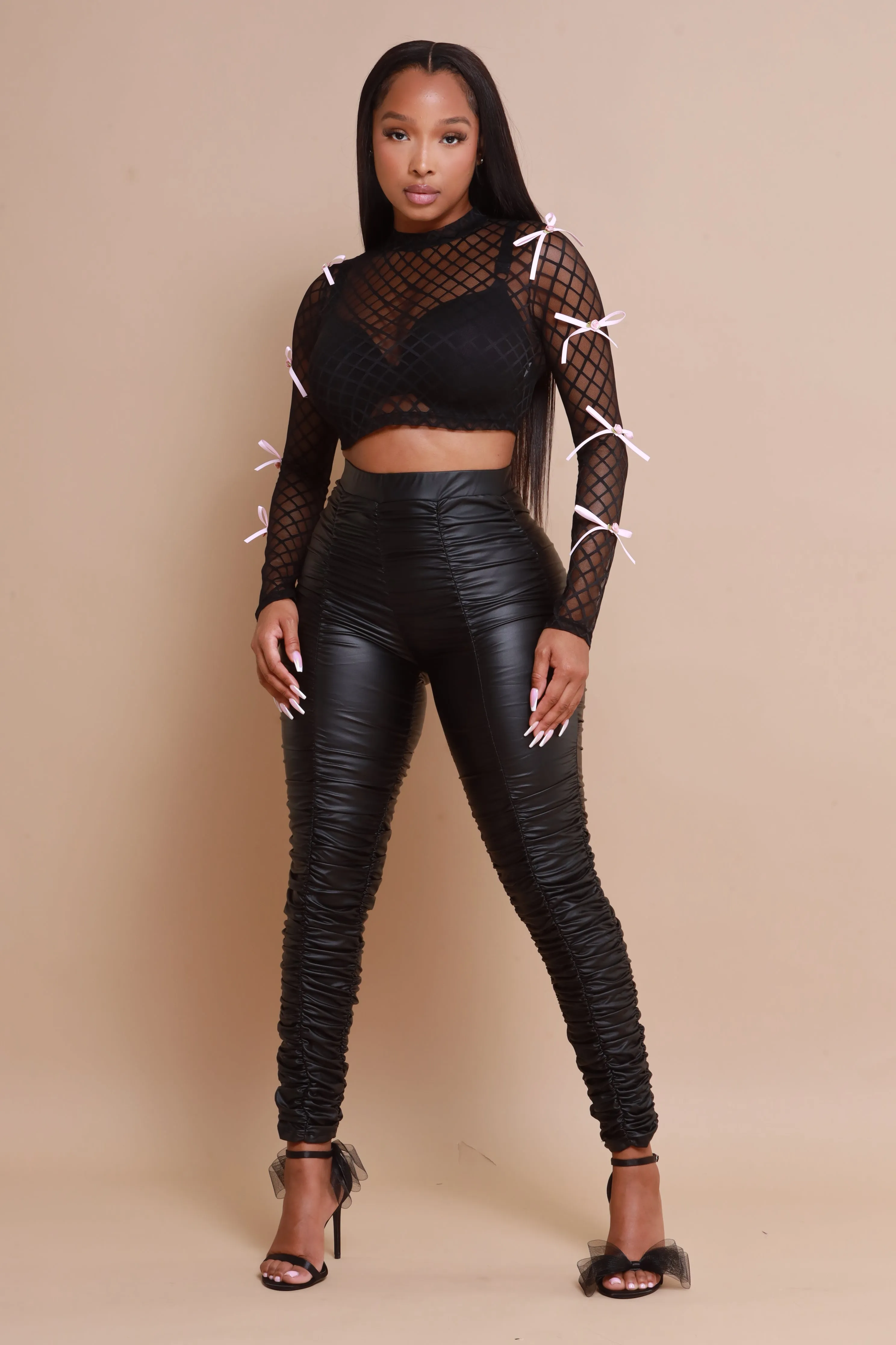 Reclaim Embellished Lace Crop Top - Black/Pink sold by Swankaposh product image thumbnail 4