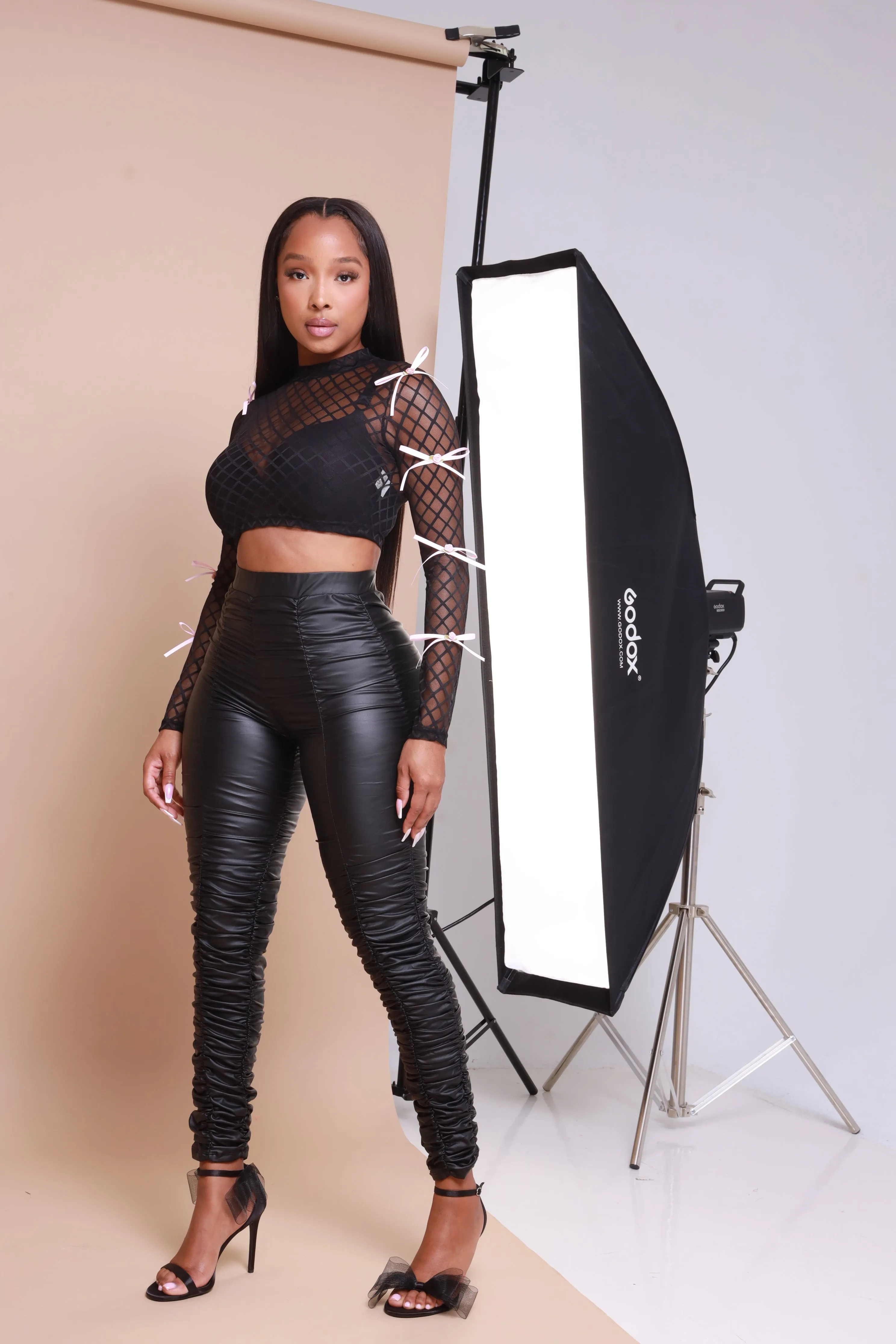 Reclaim Embellished Lace Crop Top - Black/Pink sold by Swankaposh product image thumbnail 3