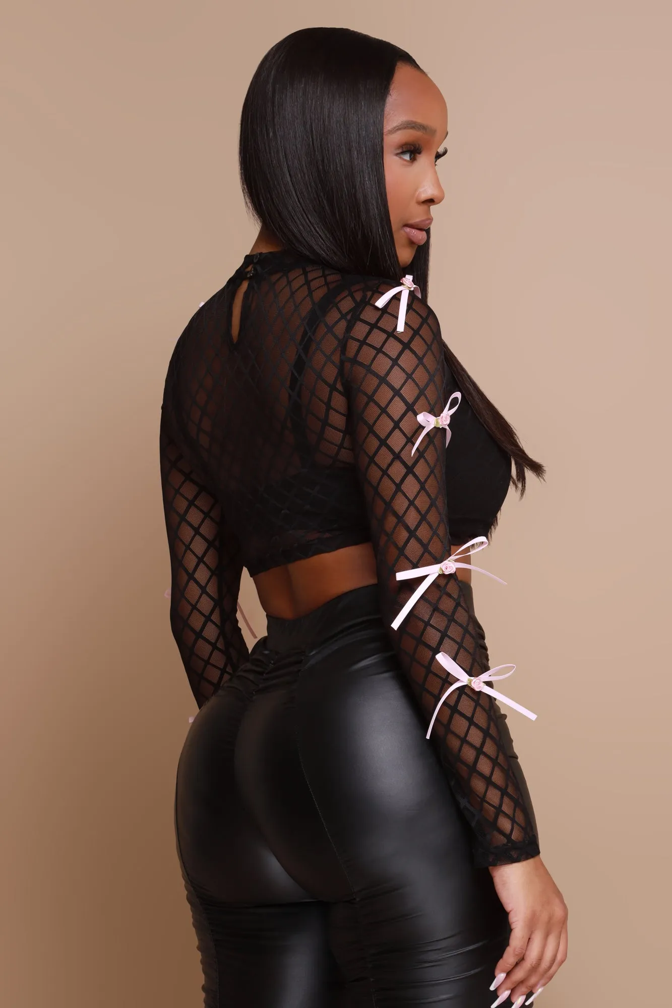 Reclaim Embellished Lace Crop Top - Black/Pink sold by Swankaposh product image thumbnail 5