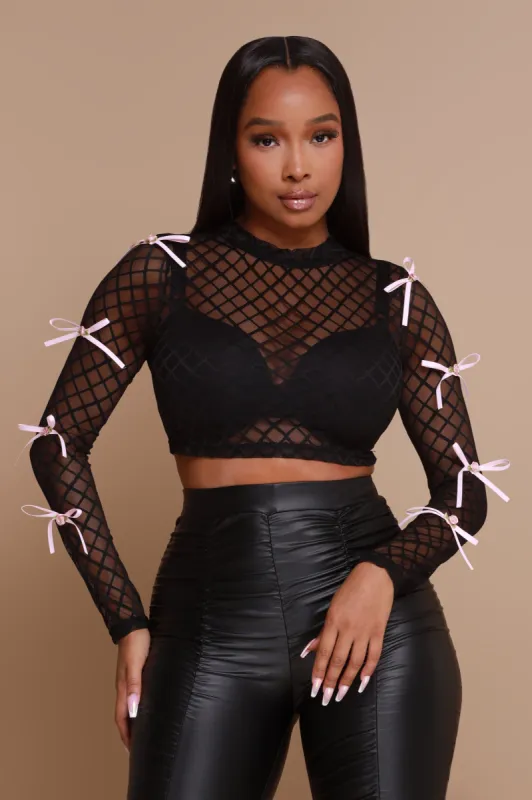 Reclaim Embellished Lace Crop Top - Black/Pink sold by Swankaposh