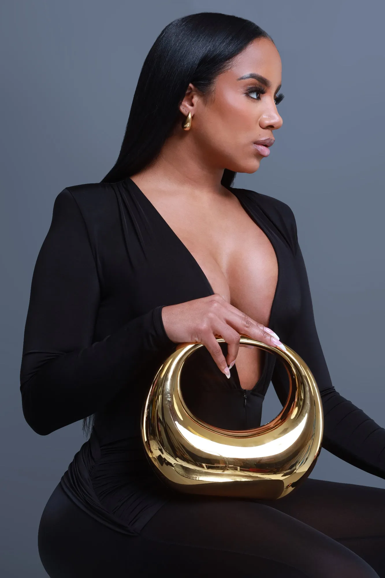 Looking Glass Metallic Evening Bag - Gold sold by Swankaposh product image thumbnail 4