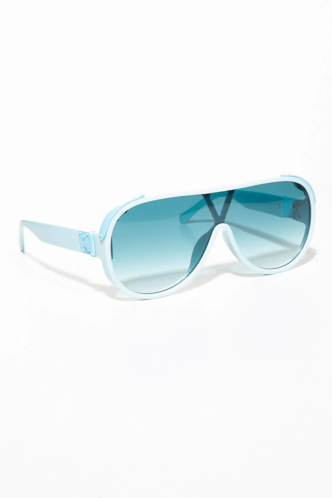 Blindside Colorful Shield Sunglasses - Blue sold by Swankaposh product image thumbnail 3