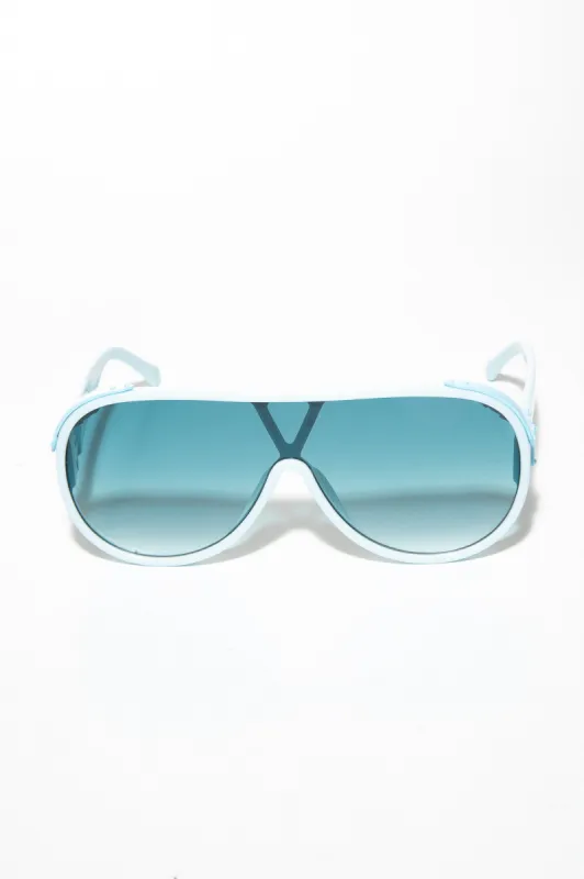 Blindside Colorful Shield Sunglasses - Blue sold by Swankaposh