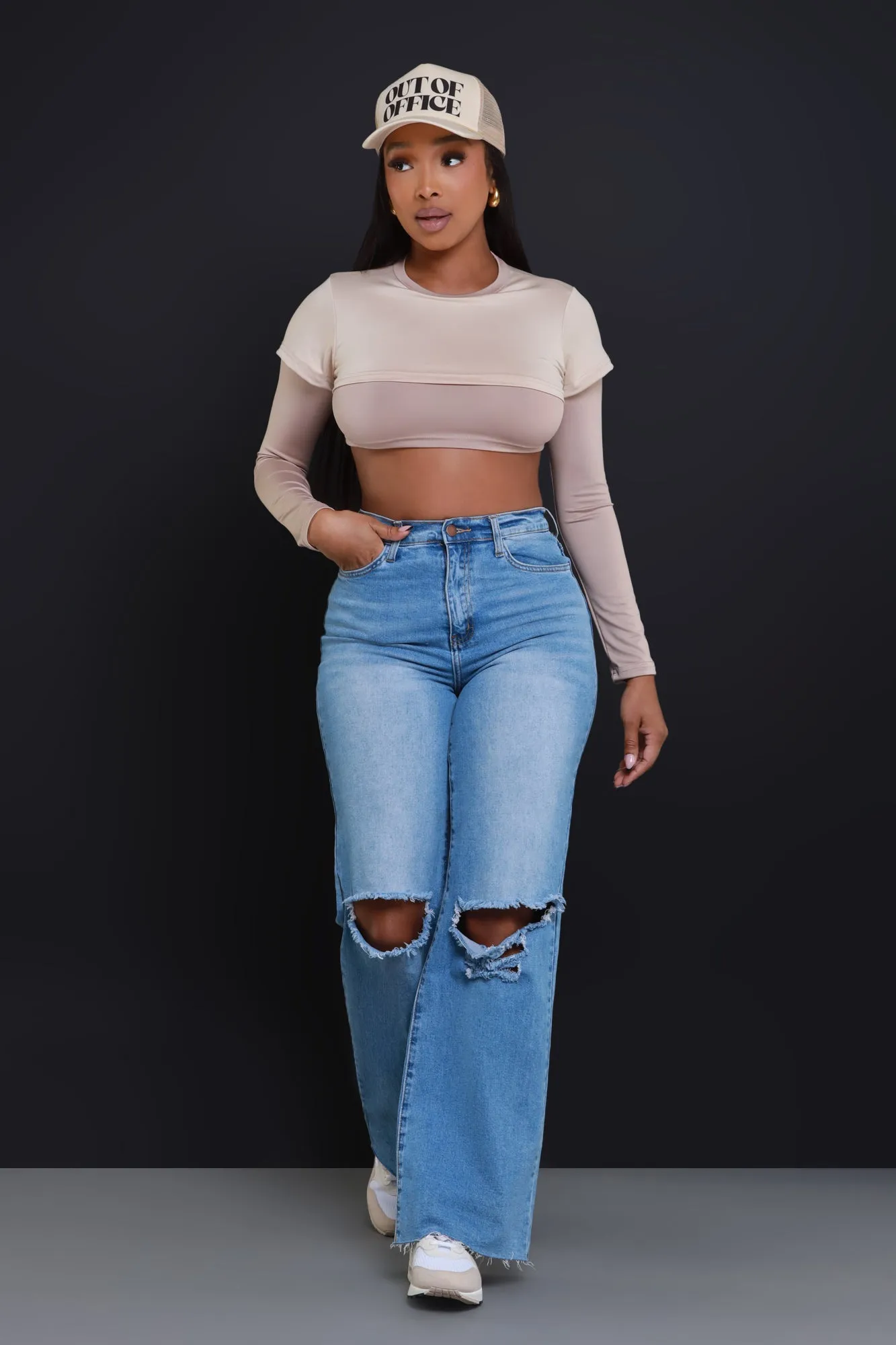 Dig Deeper Double Layer Crop Top - Khaki/Khaki sold by Swankaposh product image thumbnail 4