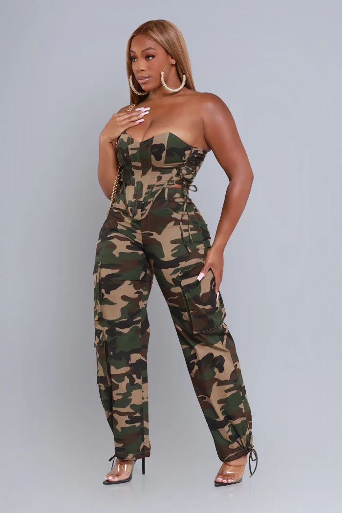 Line Up High Rise Cargo Pants - Camo Green sold by Swankaposh product image thumbnail 5