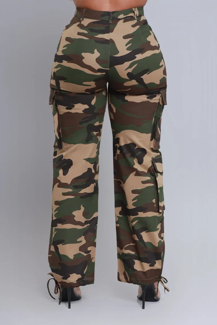 Line Up High Rise Cargo Pants - Camo Green sold by Swankaposh product image thumbnail 2