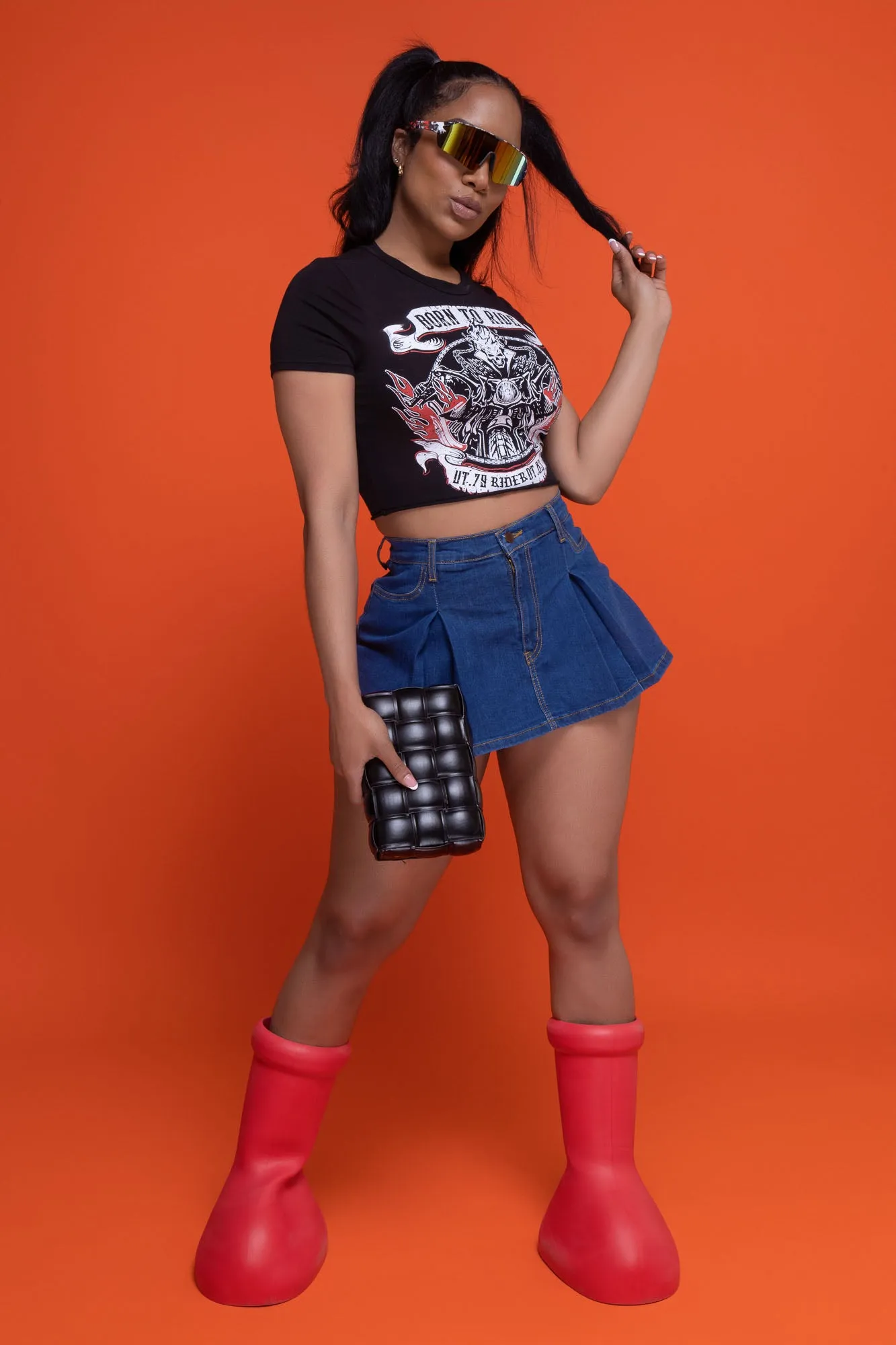 Do Better Pleated Denim Skort - Medium Wash sold by Swankaposh product image thumbnail 4