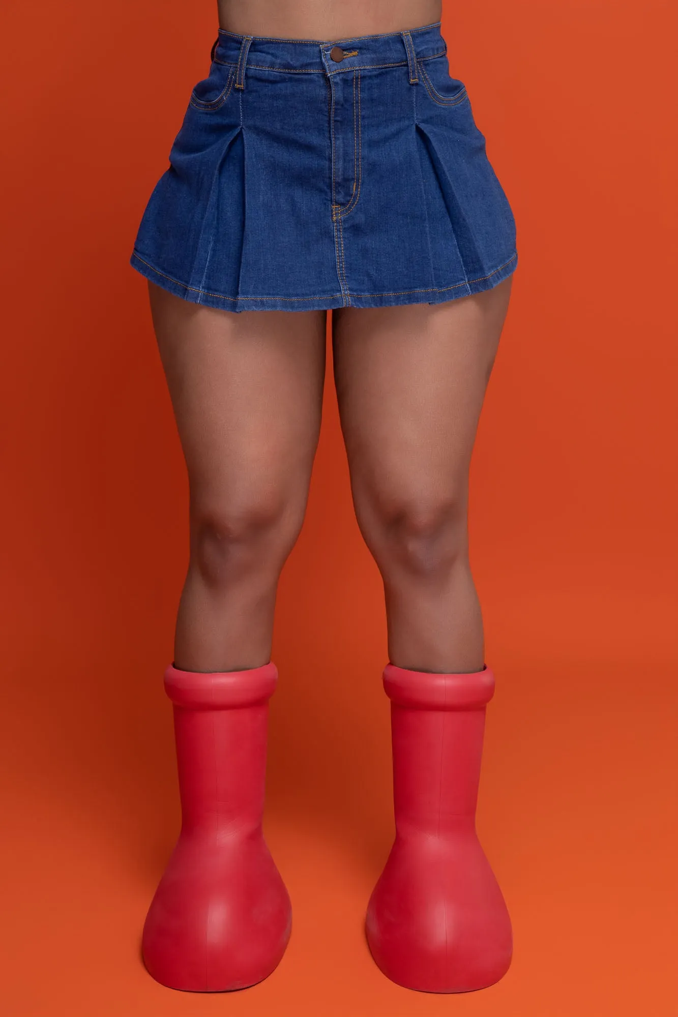 Do Better Pleated Denim Skort - Medium Wash sold by Swankaposh product image thumbnail 2