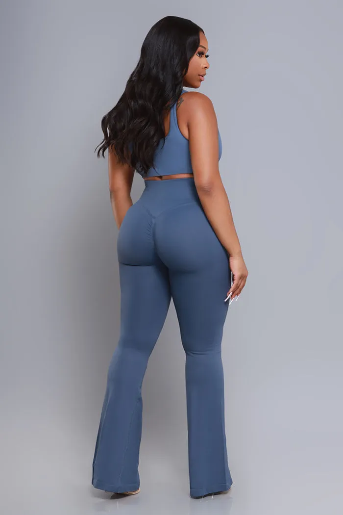 Wake-Up Call Ribbed Cropped Legging Set - Blue sold by Swankaposh product image thumbnail 2