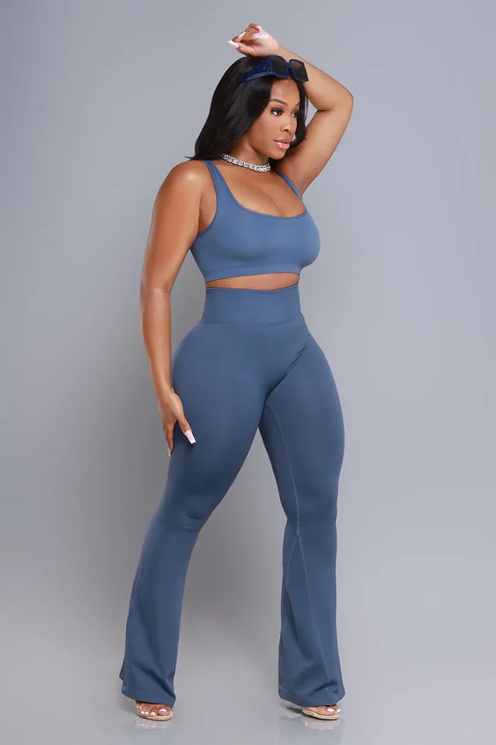 Wake-Up Call Ribbed Cropped Legging Set - Blue sold by Swankaposh product image thumbnail 4