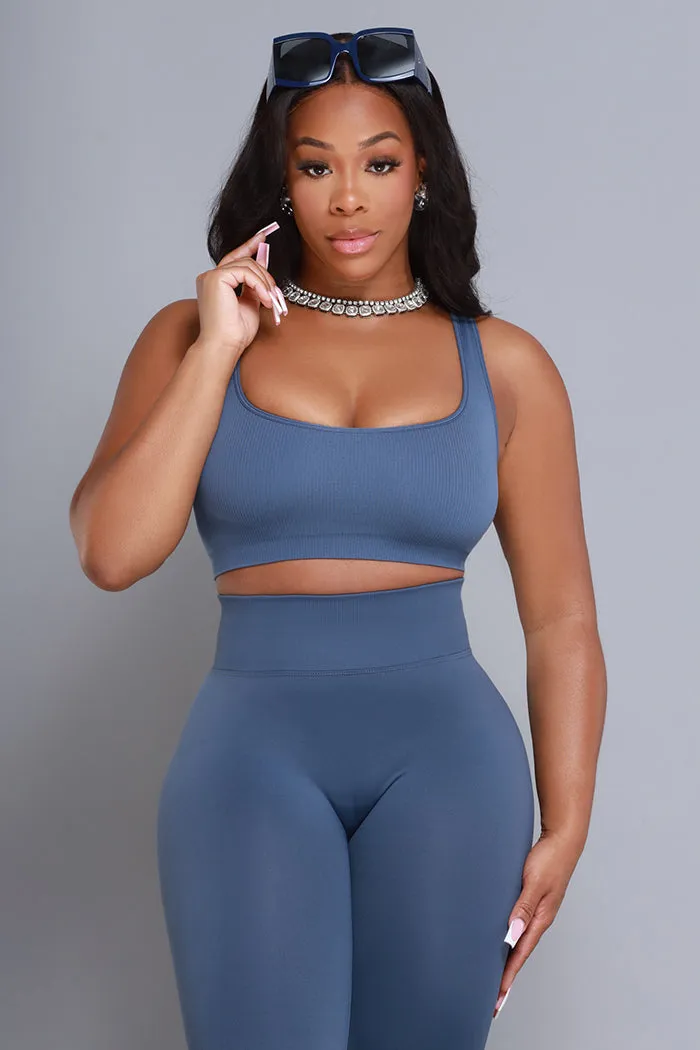 Wake-Up Call Ribbed Cropped Legging Set - Blue sold by Swankaposh product image thumbnail 3