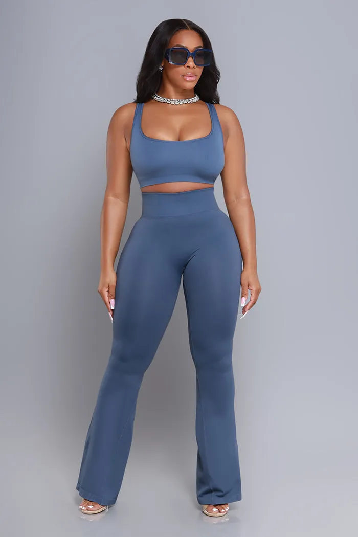 Wake-Up Call Ribbed Cropped Legging Set - Blue sold by Swankaposh product image thumbnail 5