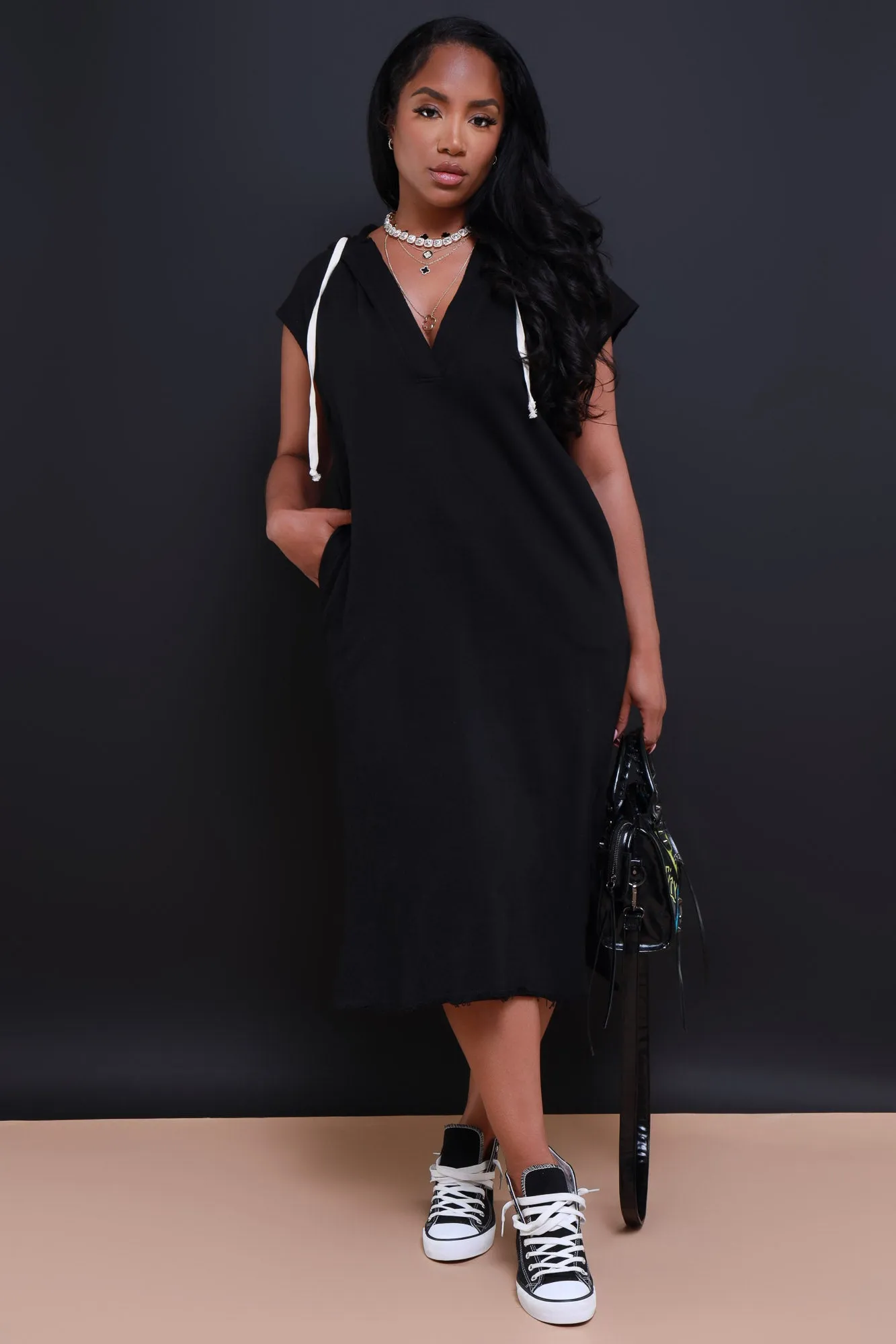 In This World Longline Cut Out Hoodie - Black sold by Swankaposh product image thumbnail 2