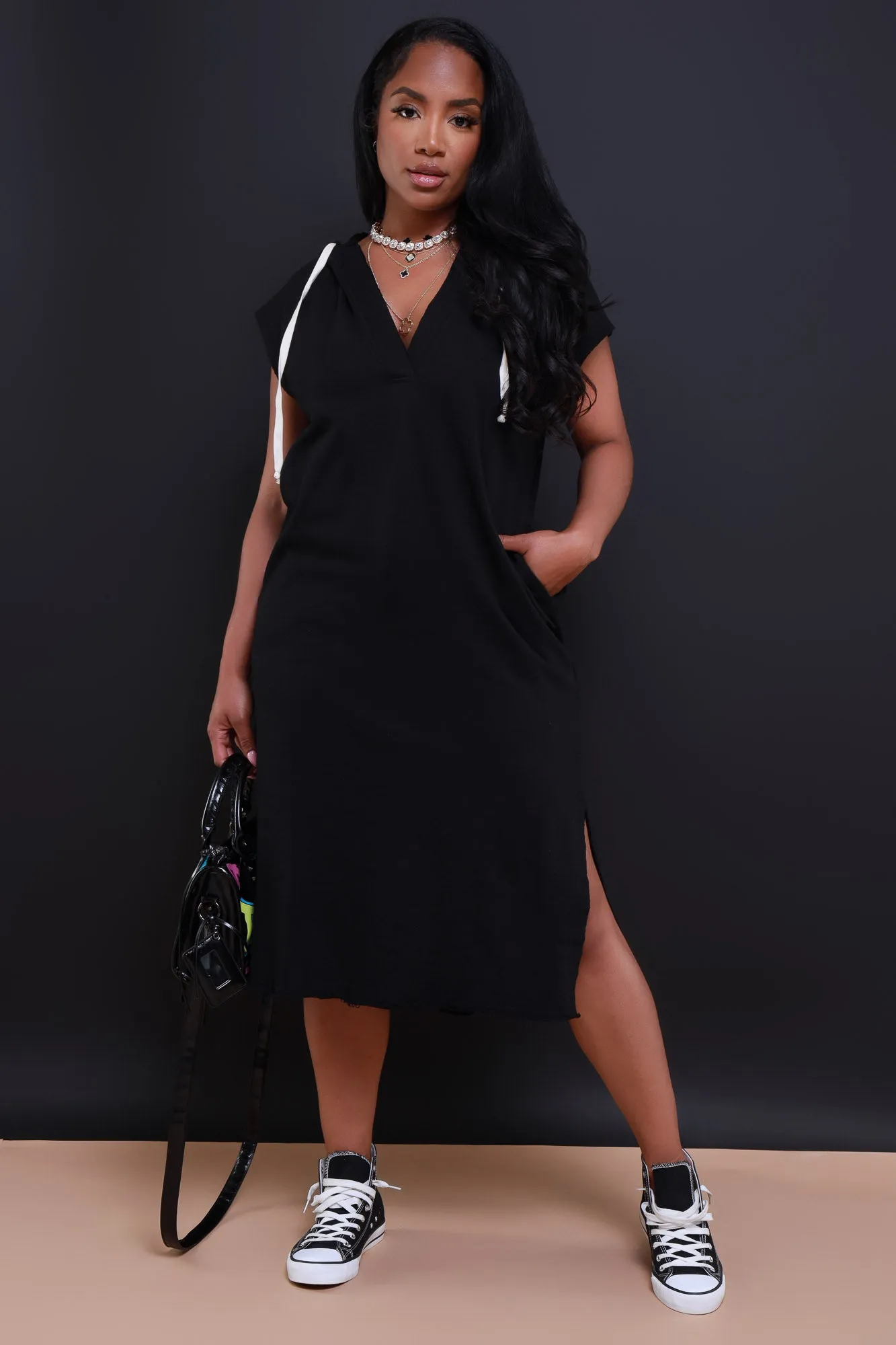 In This World Longline Cut Out Hoodie - Black sold by Swankaposh product image thumbnail 4