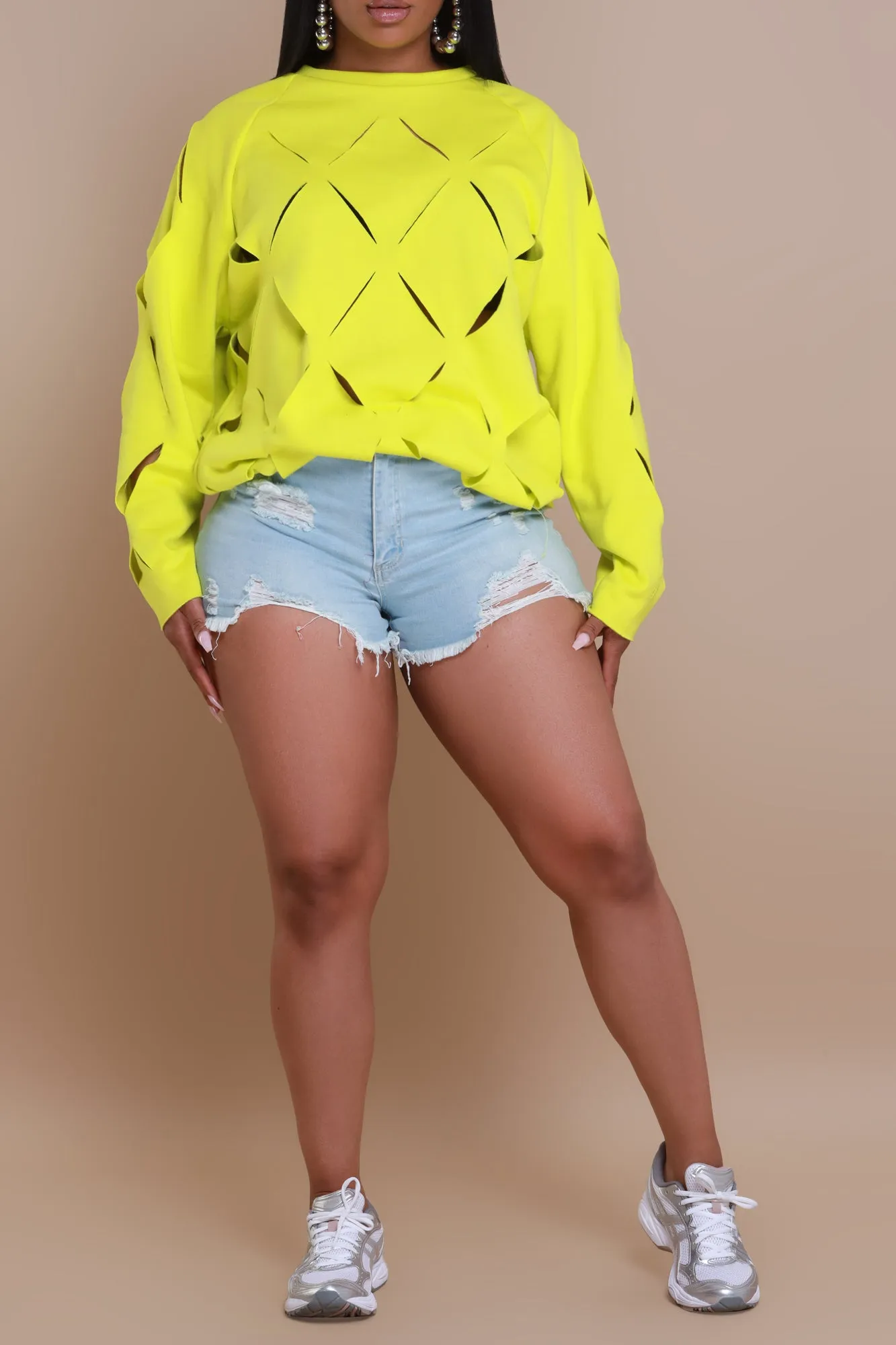 Cross Me Oversized Cut Out Sweatshirt - Lime sold by Swankaposh product image thumbnail 2