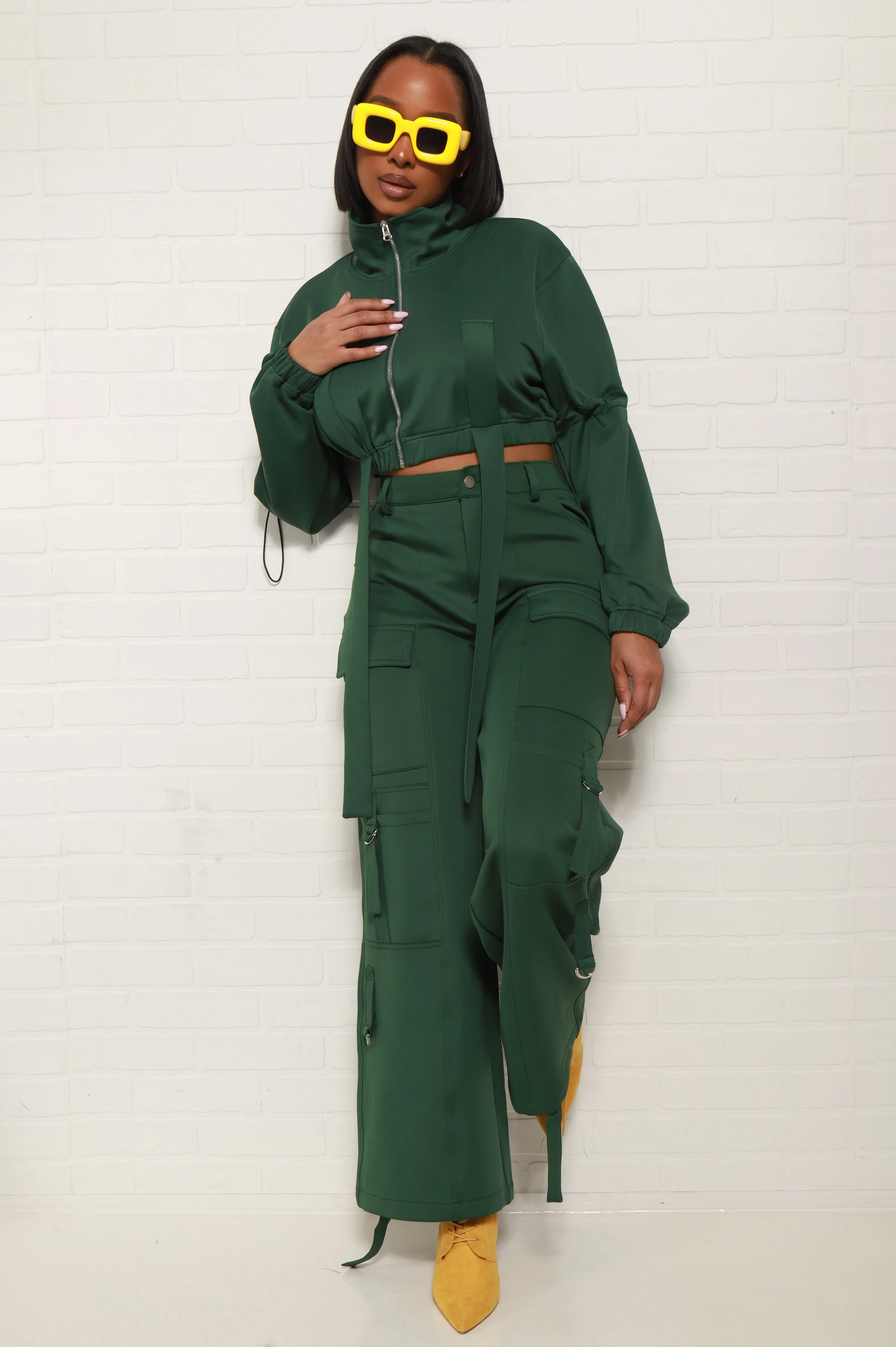 Fire Me Up Cropped Cargo Pants Set - Green sold by Swankaposh product image thumbnail 3