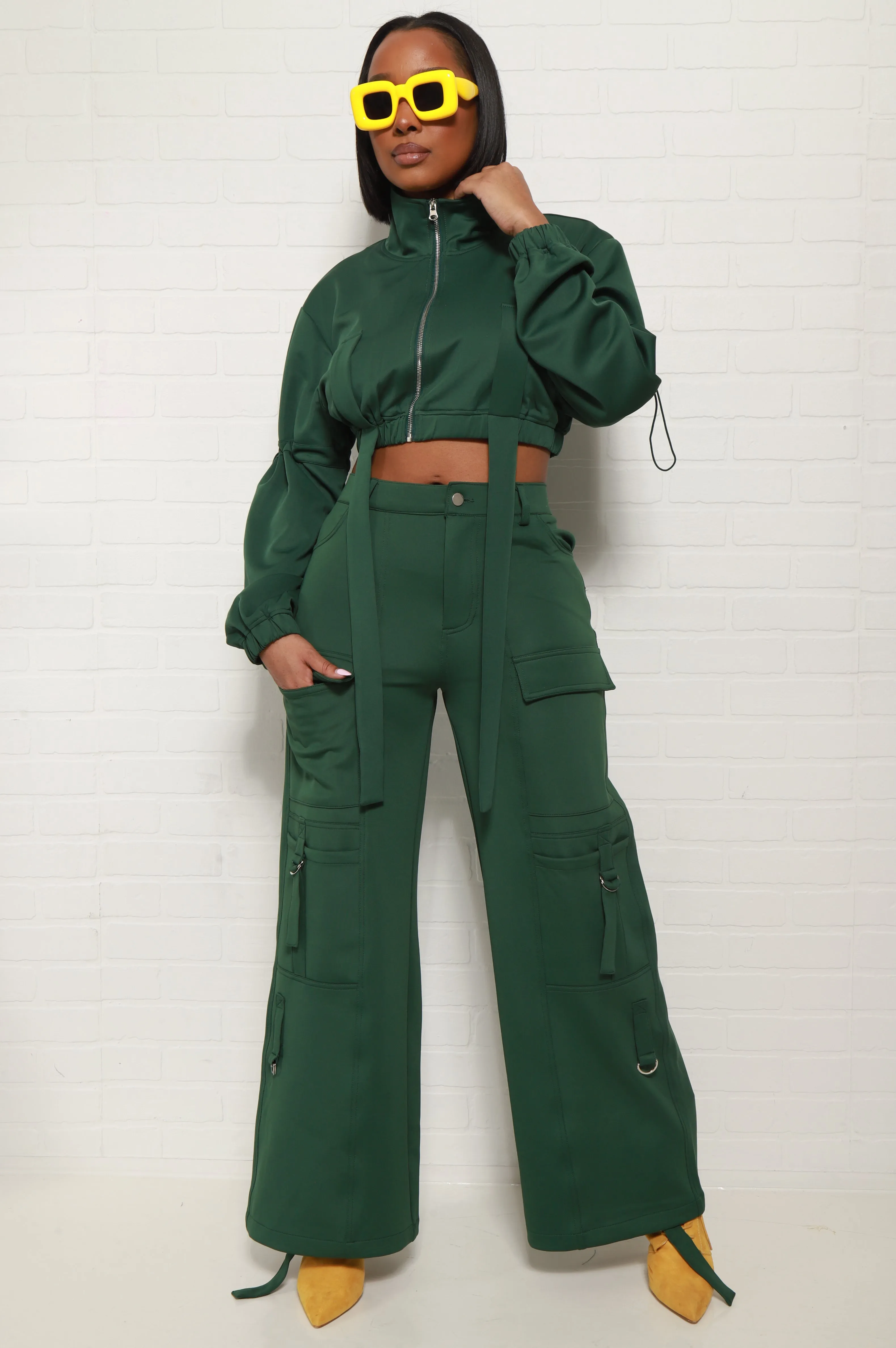 Fire Me Up Cropped Cargo Pants Set - Green sold by Swankaposh product image thumbnail 2