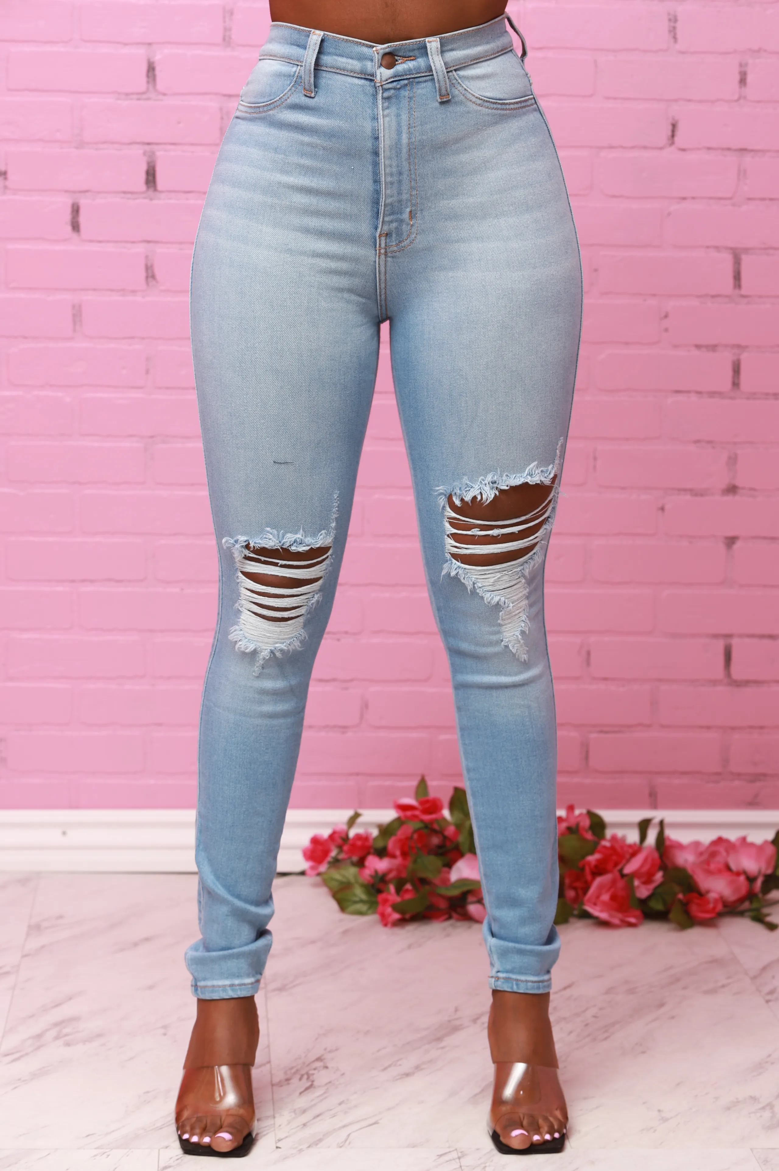 Burst Your Bubble High Rise Jeans - Light Wash sold by Swankaposh product image thumbnail 4
