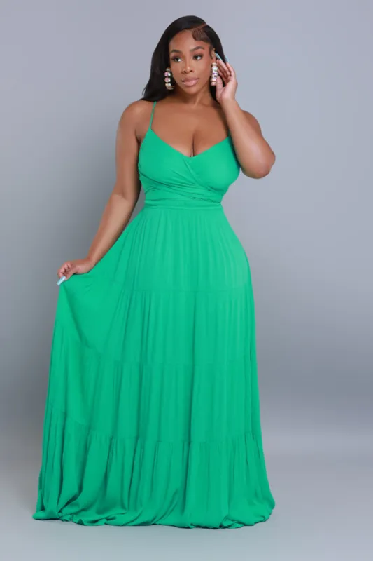 Green Thumb Tiered Maxi Dress - Green sold by Swankaposh