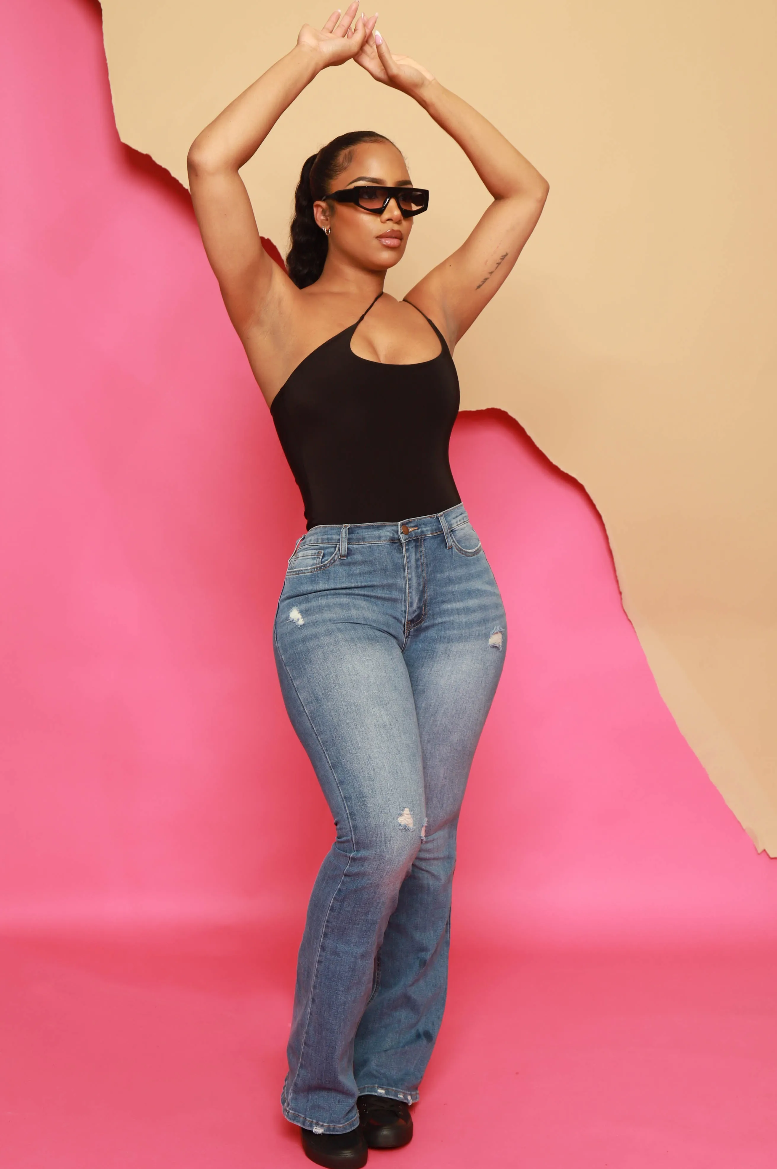 Make Believe One Shoulder Bodysuit - Black sold by Swankaposh product image thumbnail 4