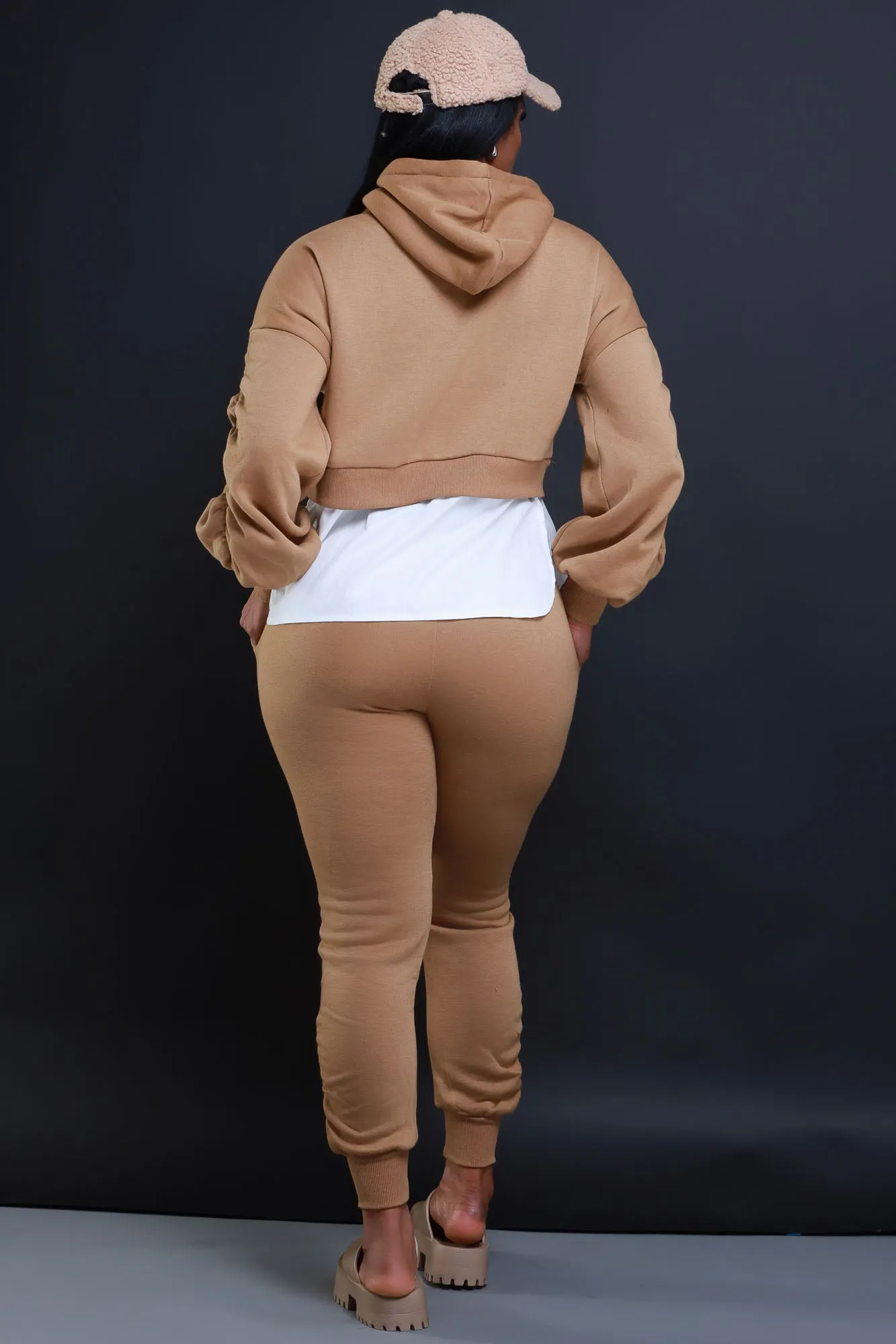 Excuse The Mess Layered Hooded Lounge Set - Mocha sold by Swankaposh product image thumbnail 3