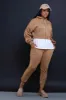 Excuse The Mess Layered Hooded Lounge Set - Mocha sold by Swankaposh