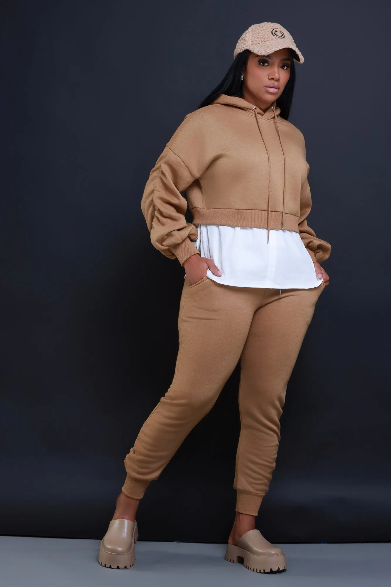 Excuse The Mess Layered Hooded Lounge Set - Mocha sold by Swankaposh product image thumbnail 5