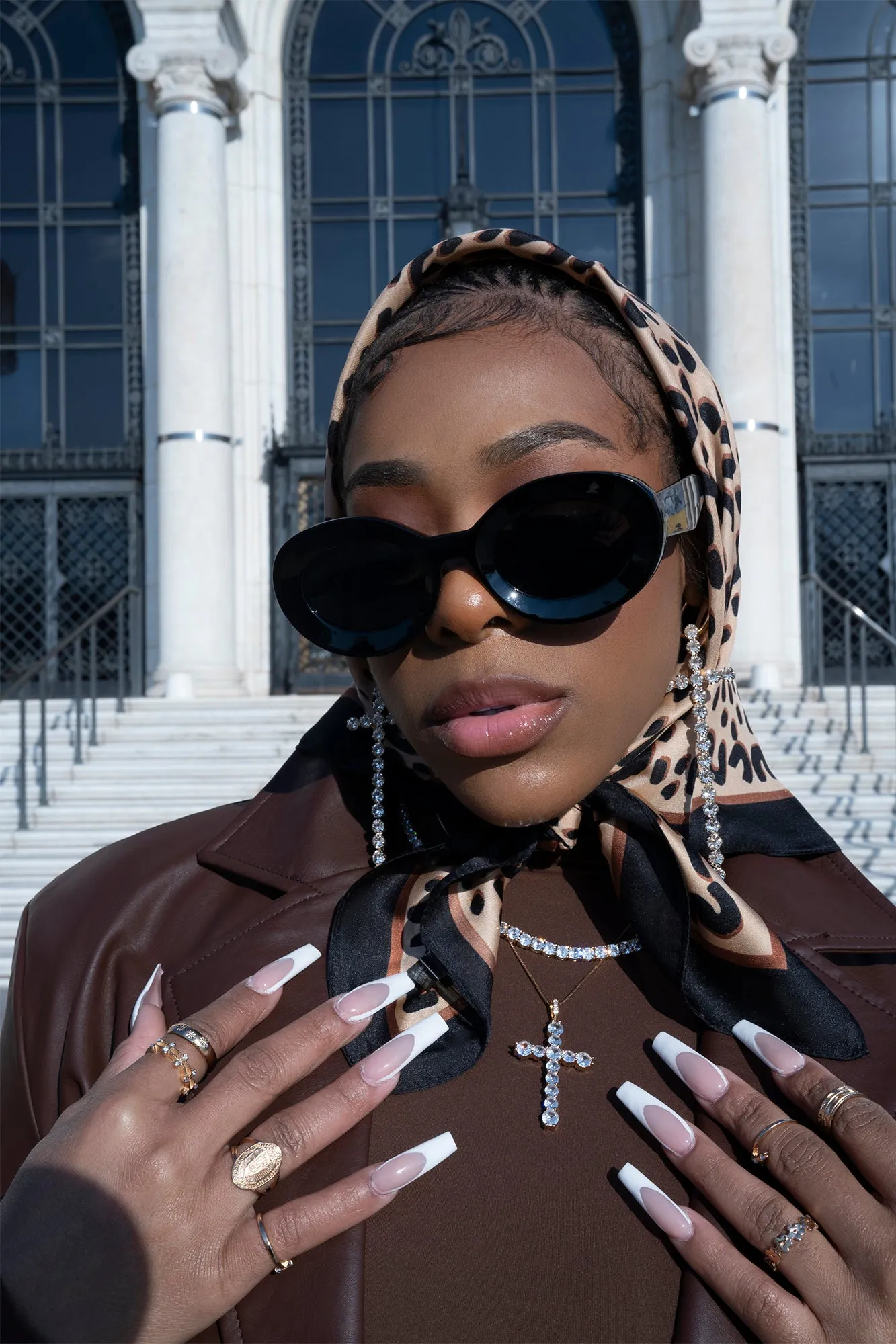 Confessions Rhinestone Cross Earrings - Gold sold by Swankaposh product image thumbnail 2