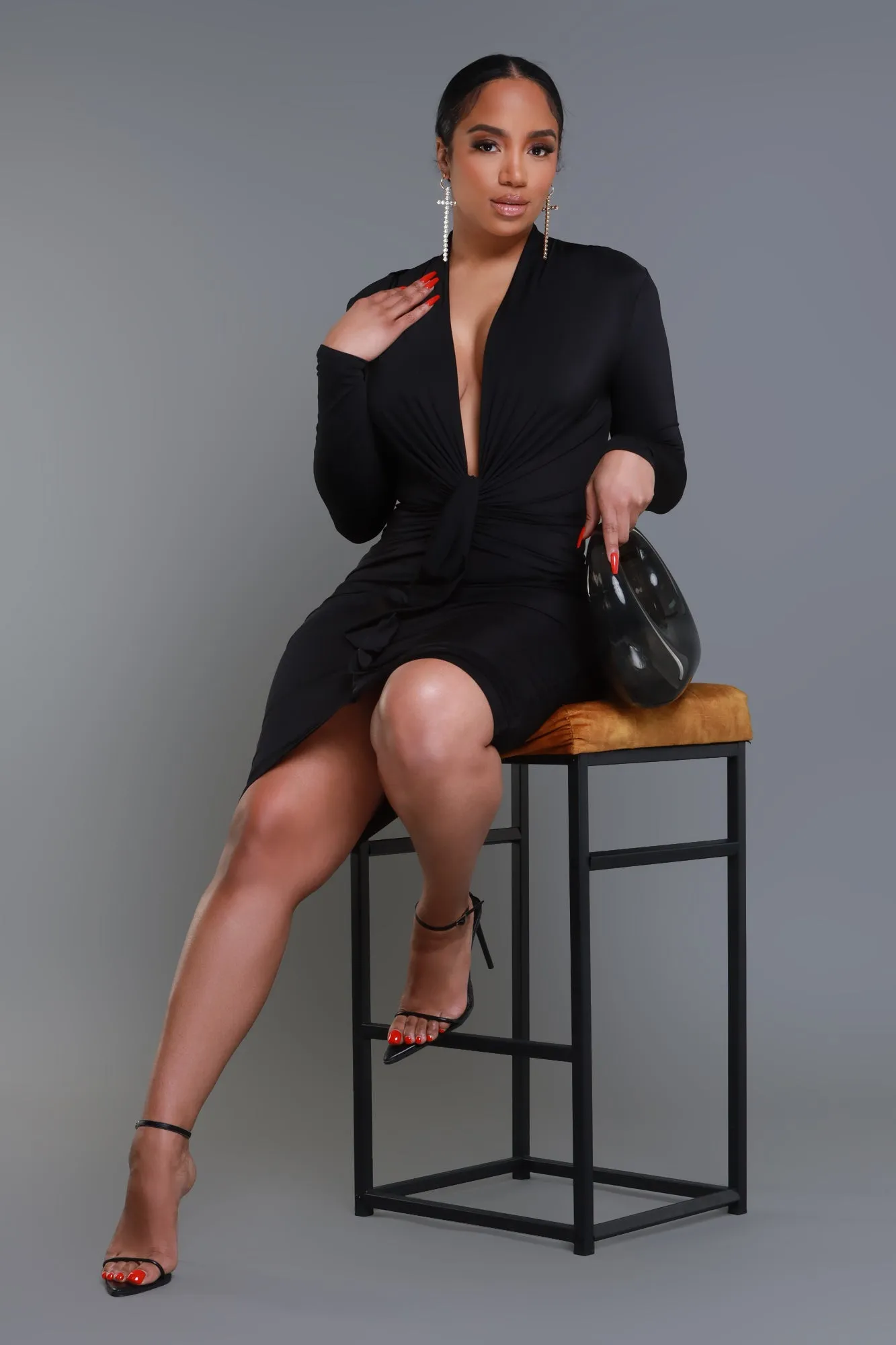 Confessions Rhinestone Cross Earrings - Gold sold by Swankaposh product image thumbnail 3