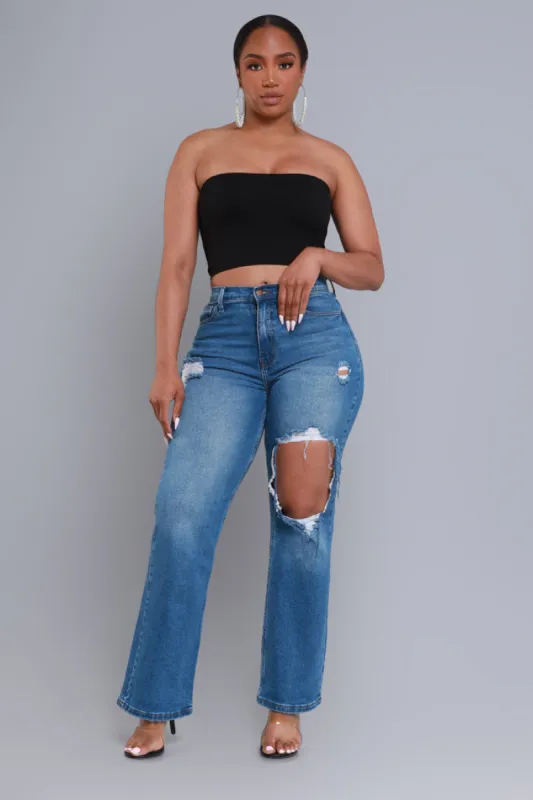 No Dress Code High Waist Distressed Bootcut Jeans - Dark Wash sold by Swankaposh