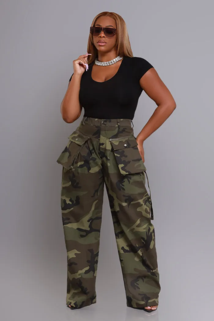 From There High Rise Cargo Pants - Camo Green sold by Swankaposh