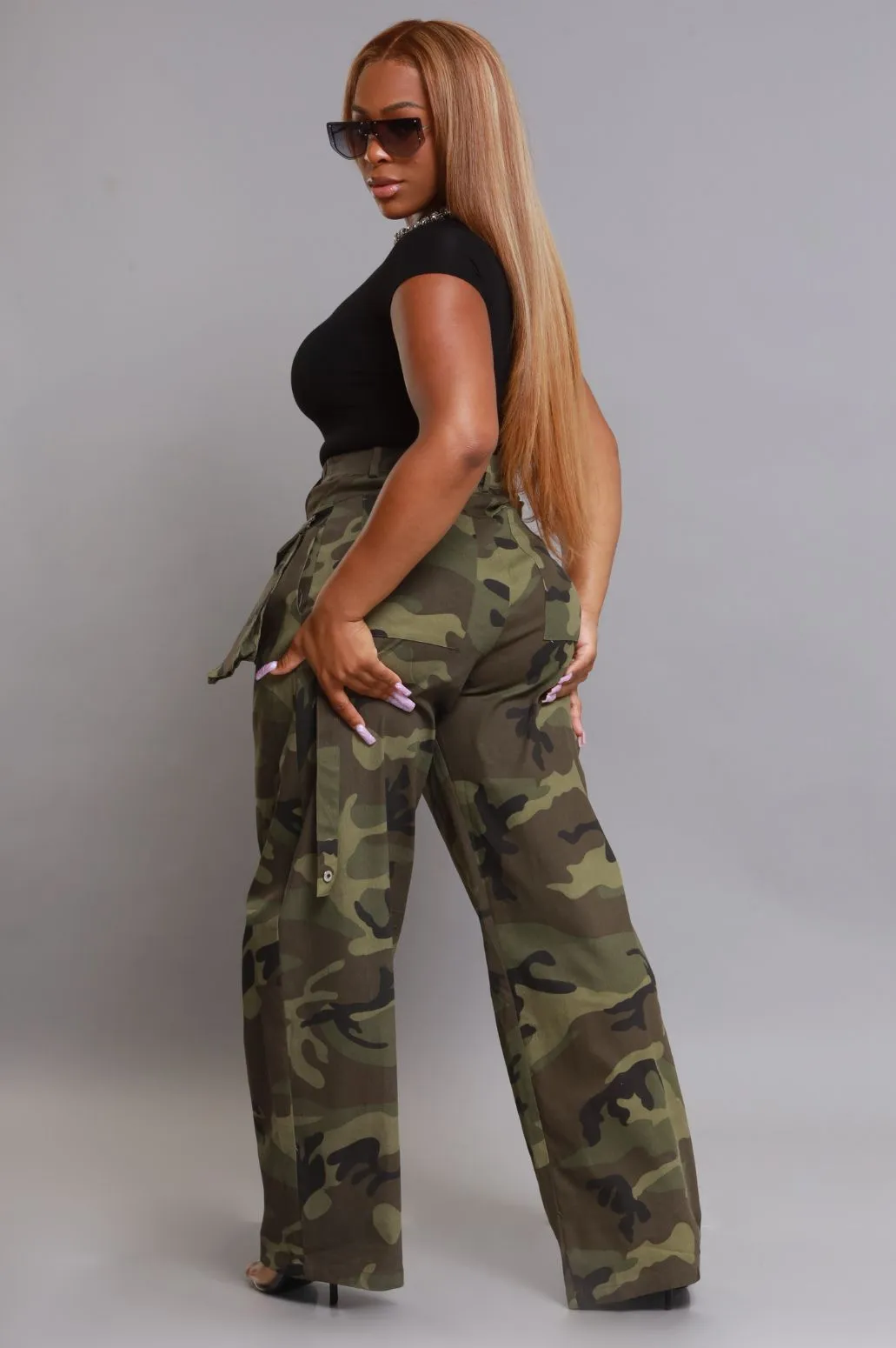 From There High Rise Cargo Pants - Camo Green sold by Swankaposh product image thumbnail 2