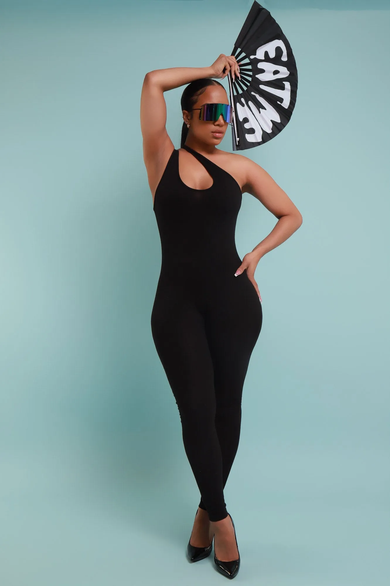Number One Sleeveless Jumpsuit - Black sold by Swankaposh