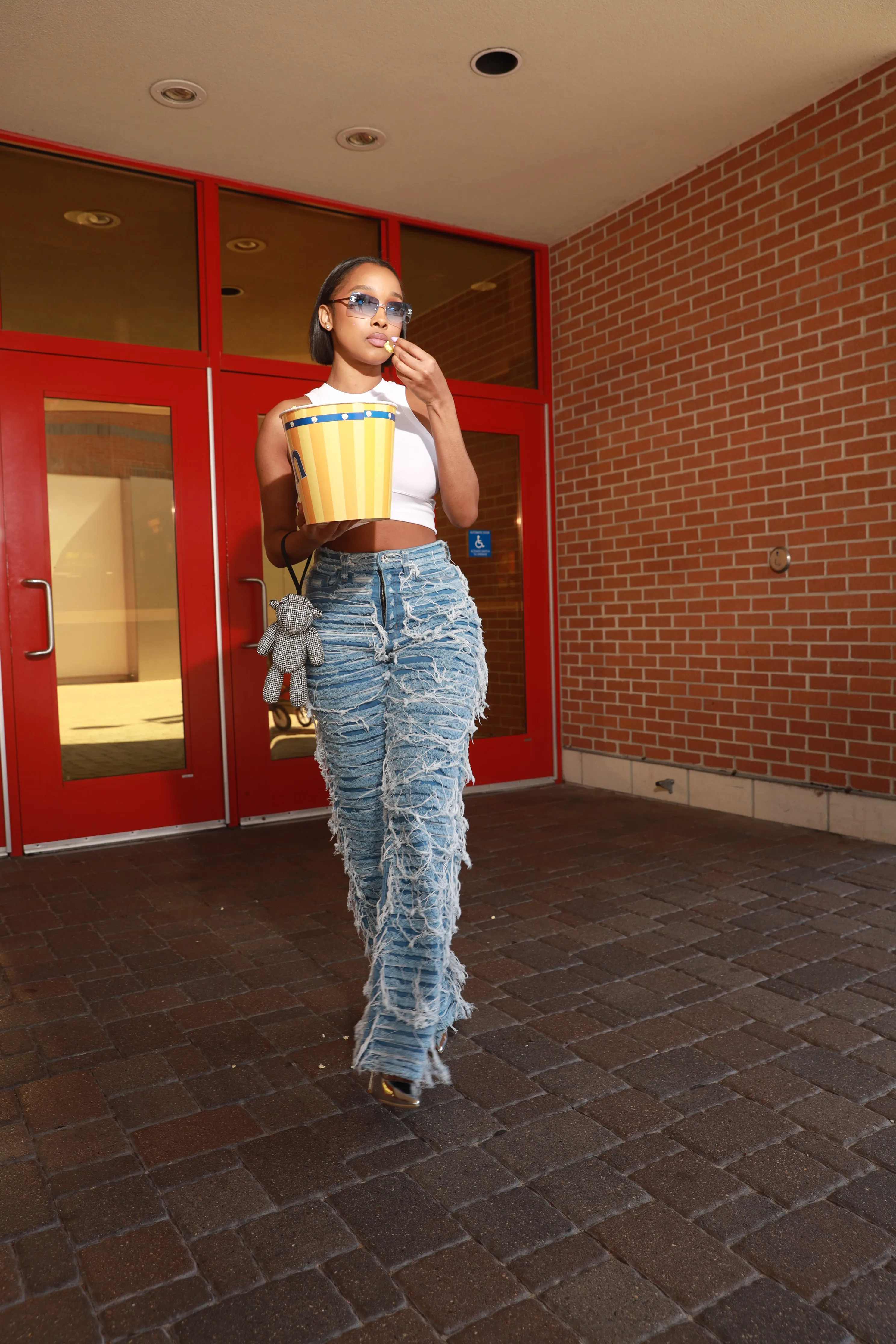 Tear It Up Ultra Distressed Wide Leg Jeans - Medium Wash sold by Swankaposh product image thumbnail 4