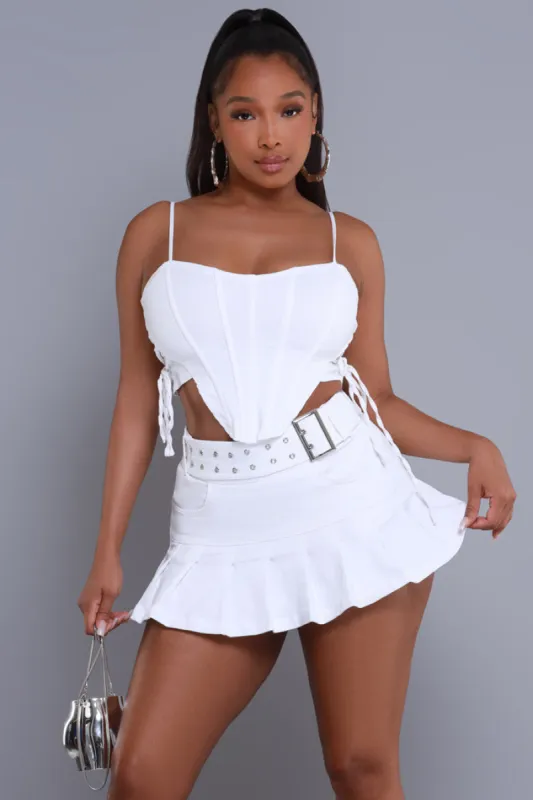 Sugar Rush Pleated Mini Skort - White sold by Swankaposh