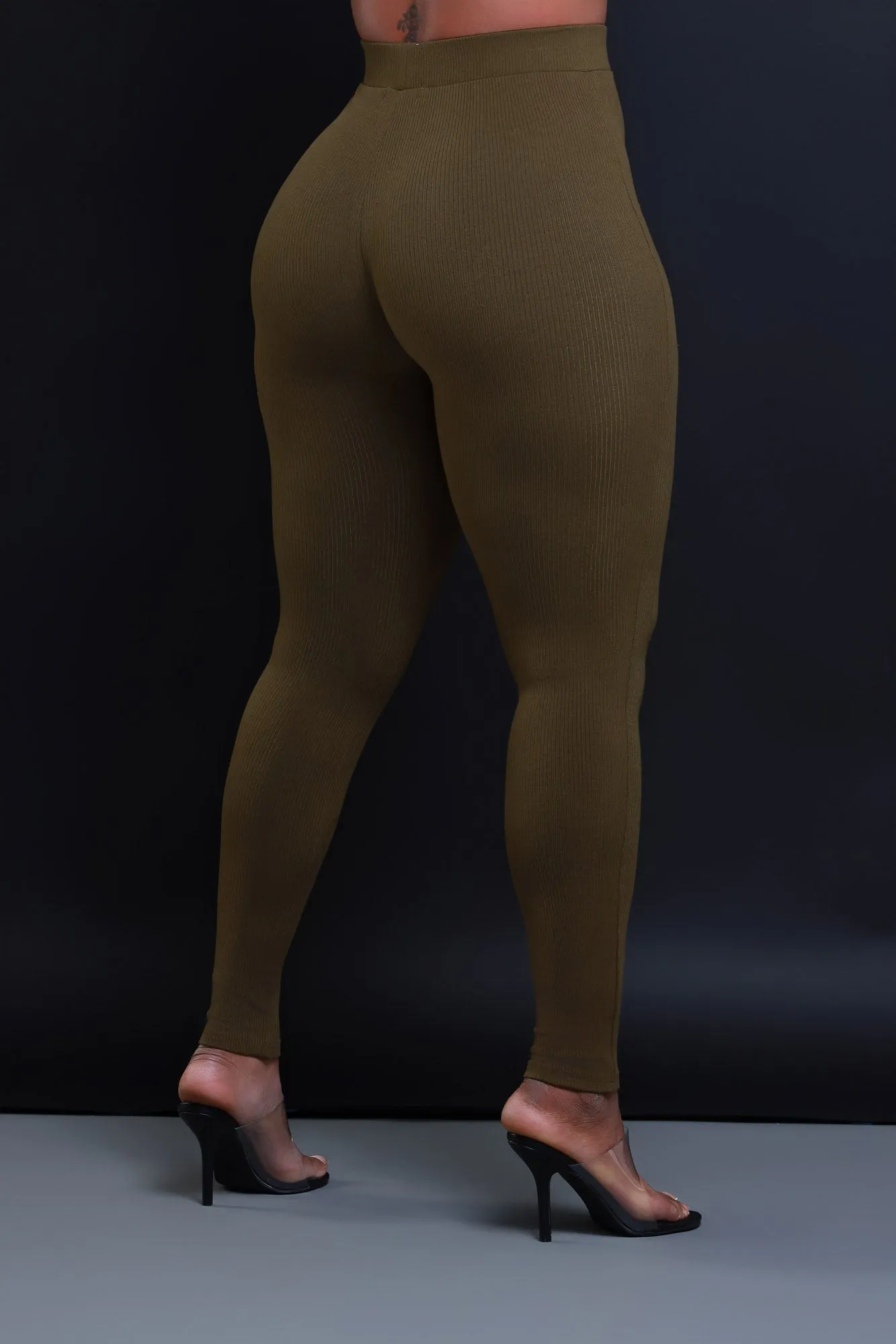 Sweet Tart Cellulite Deleter Ribbed Leggings - Olive sold by Swankaposh product image thumbnail 2