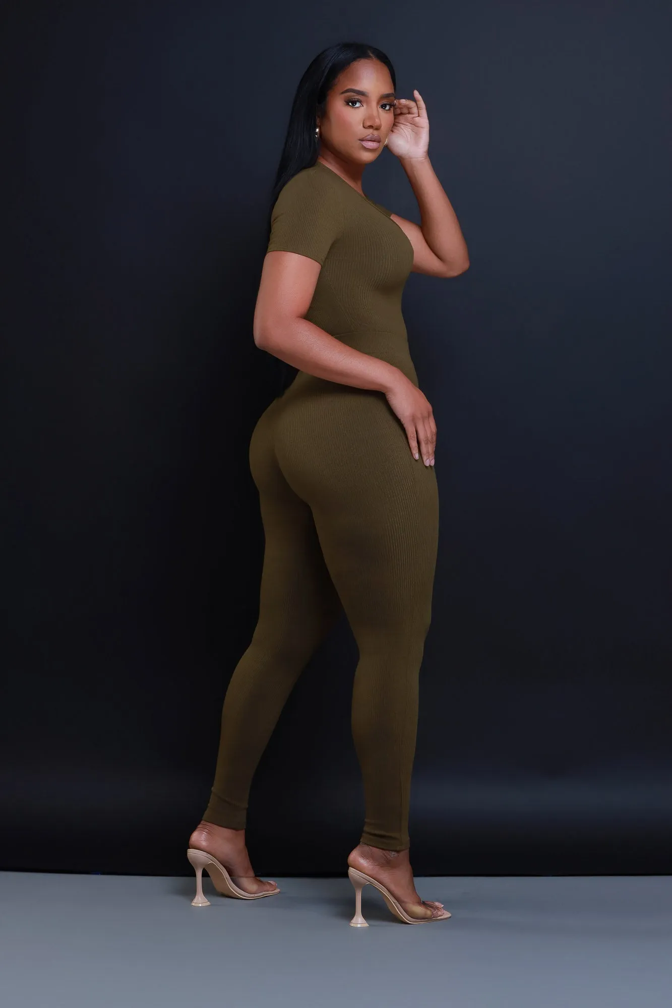 Sweet Tart Cellulite Deleter Ribbed Leggings - Olive sold by Swankaposh product image thumbnail 3