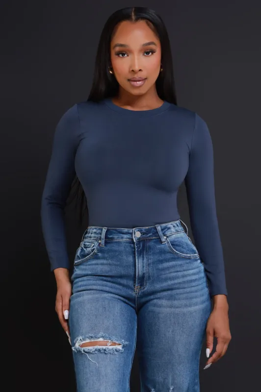 The Perfect Long Sleeve T-Shirt - Slate Blue sold by Swankaposh