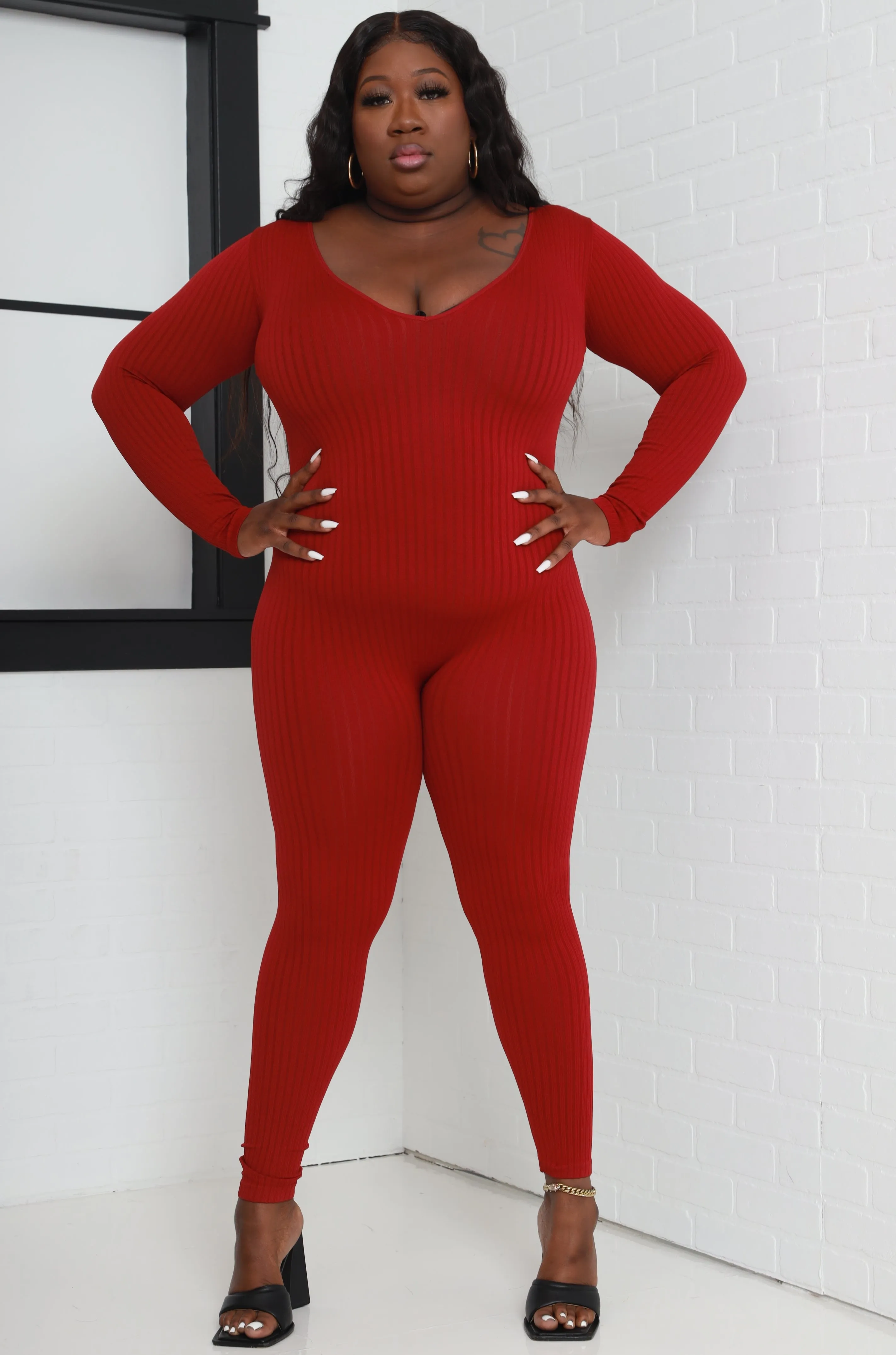 Out Of Body Seamless Jumpsuit - Burgundy sold by Swankaposh product image thumbnail 5