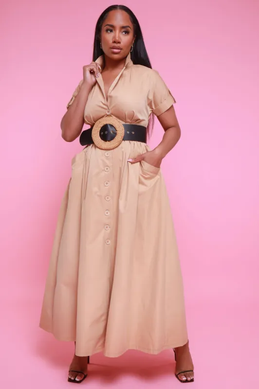 No Shame Belted Maxi Dress - Nude sold by Swankaposh